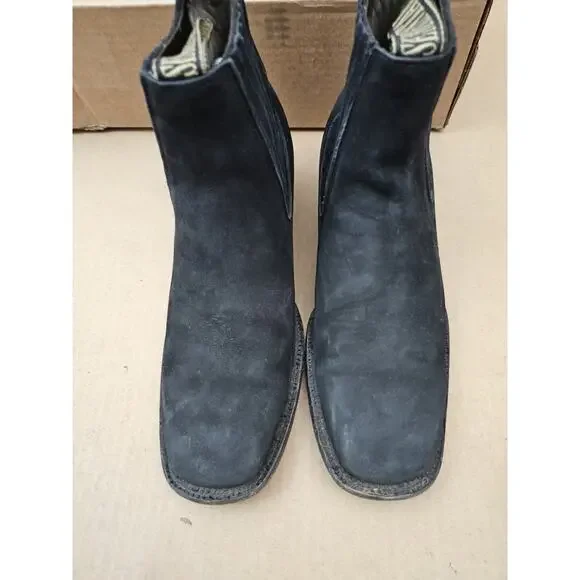 Semental Rancho Mens Black Western Chelsea Boots Leather Rodeo Square Toe 27.5 9